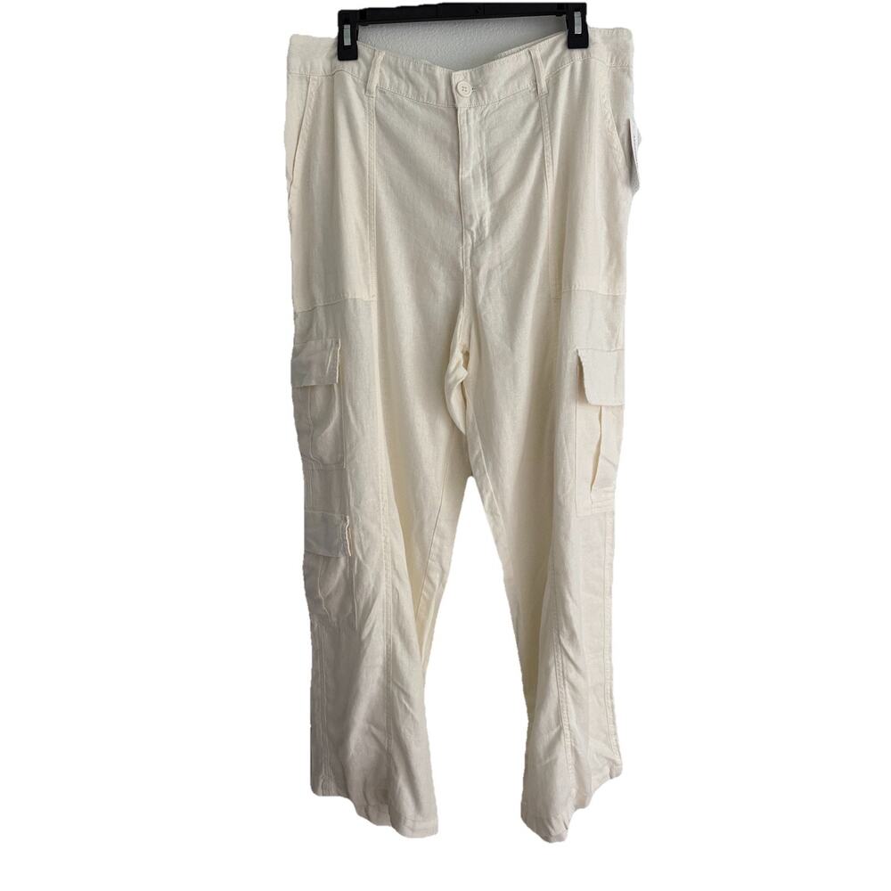 Aeropostale Women’s Straight Leg Cargo Linen Blend XL Tan Pants